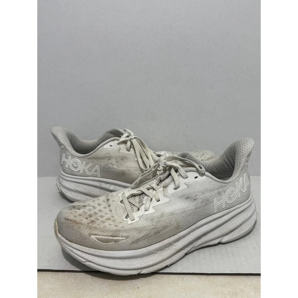 Hoka One One Clifton 9 Mens 10D White Running Shoes 1127895 WWH